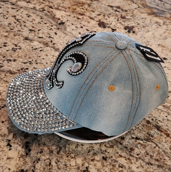 Light Denim Cap with Rhinestone Embellishments main image 7